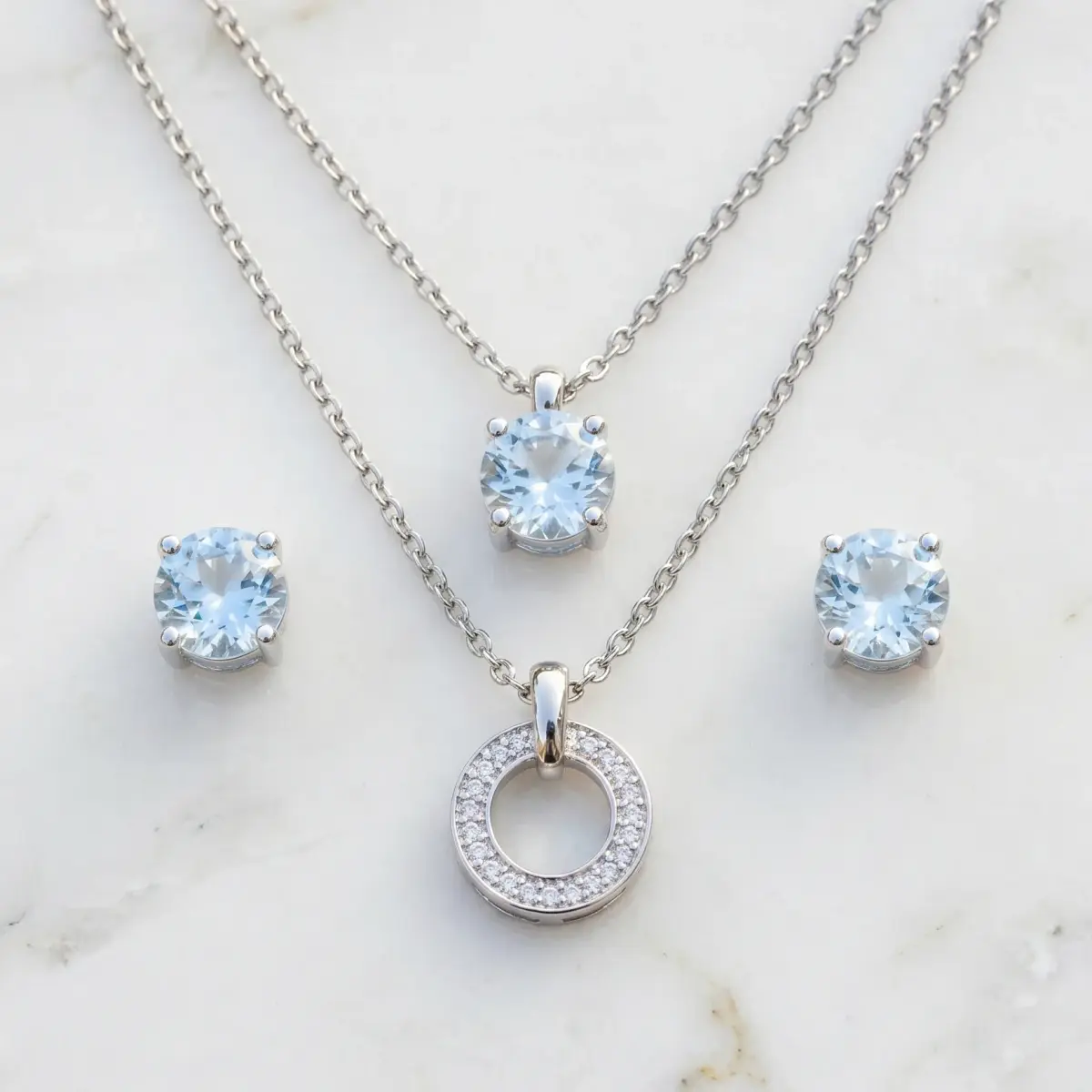 Necklace With Matching Radiant Crystal Stud Earrings.